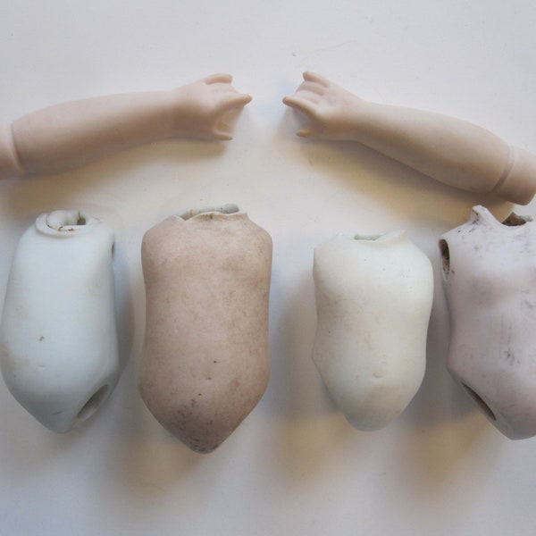 vintage doll parts - torsos and arms, as is, salvaged doll parts for reuse