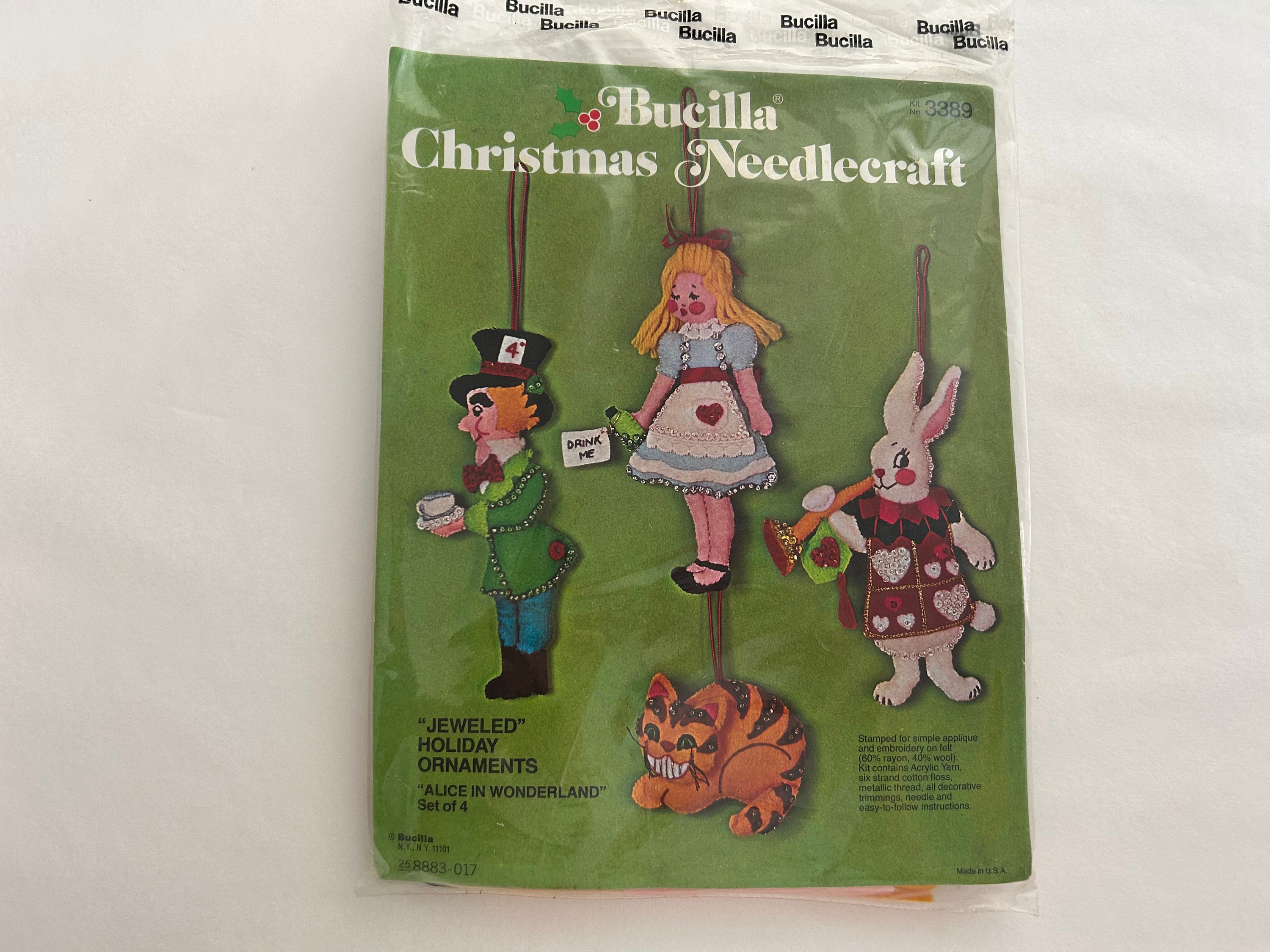 Bucilla Felt Ornament Kit Alice in Wonderland Christmas 3389 New
