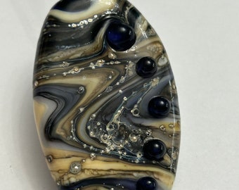 handmade artisan lampwork bead - 'Purple Portal' tab bead, focal bead, art glass bead - 44mm x 29mm x 13mm - 19363 - SC07