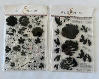2 pkg clear stamp sets - Altenew Painted Rose and Vintage Flowers clear stamp sets - GR01 Z05