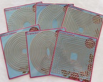 1 cutting die set - YOUR CHOICE nested die set, choose from squares circles or ovals, plain or scallop edge - GR01 - D215