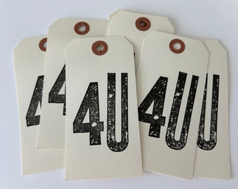 12 gift tags - 4U gift tags - hand stamped tags