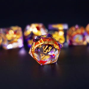 Sharp Edge Resin DND Dice Set with Gift Box, Purple Ring of Polyhedral Dice, Dungeons and Dragons RPG D&D Dice, Table Role Playing Game Gift