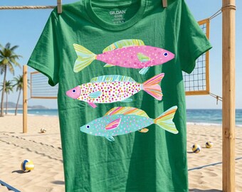 Bunter Fisch PNG, stilisierter Polka Dot digitaler Download, Instant Kunstdruck