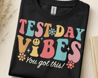 Test Day Vibes Retro Schule Sublimation PNG, Digital Download