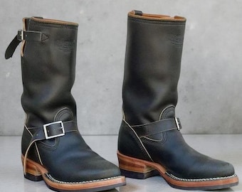 Handmade men black biker boots, motorcycle monk motorcycle boots for mens