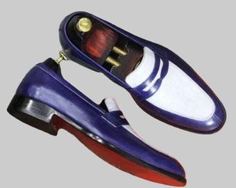 Mocasines de cuero para hombre, nuevos, hechos a medida, estilo mocasín sin cordones, para vestir o ocasiones formales.