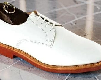 Männer handgemachte Lederschuhe weiße Schnür-Oxford-formelle Kleidschuhe für Männer