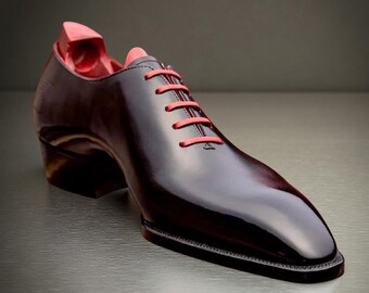 Zapatos Oxford de piel de becerro negra hechos a mano para hombre, con punta cincelada y cordones.