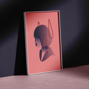 La forma del silenzio, ritratto surreale, stampa artistica, illustrazione astratta moderna, poster, arte murale estetica scura femminile, poster opaco senza cornice