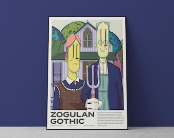Zogulan Gothic Art Print: Sci-Fi American Gothic Parody