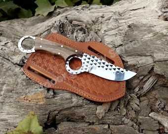 Handmade Rasp Steel Cowboy Knife: Walnut Handle, Cross Draw Leather Sheath, mothers day gifts, gift for her, wedding gift