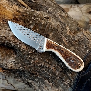 Farrier rasp Western Cowboy knife - antler handle and sheath