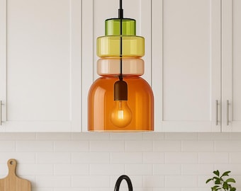 Multicolor Blown Glass Pendant Light – Modern Boho Lighting