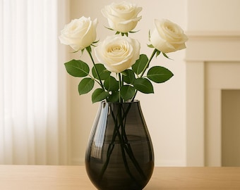 Handblown Smoky Glass Vase: Modern Minimalist Decor