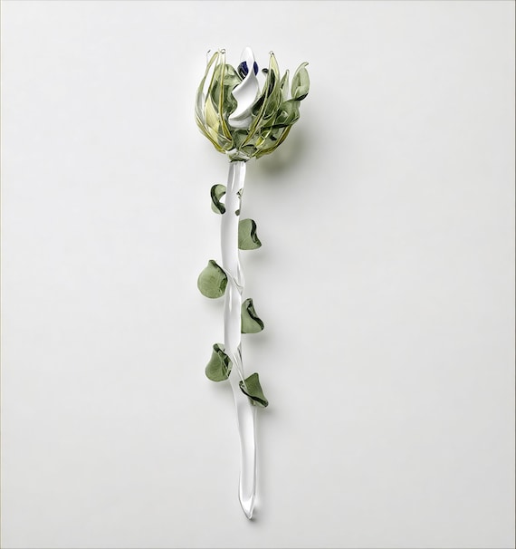 A vibrant, lush bouquet of hand-blown glass flowers — the kind of centerpiece that makes guests ask 'wait, is that glass?'