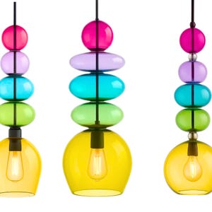 blown glass pendant lights set of 3, handcrafted pendant light for kitchen island light, living room pendant lights , modern pendant lights