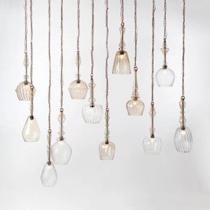 Handblown Glass Pendant Light Cluster – Luxury Multi-Shade Chandelier for Entryway, Stairwell, or Dining Room