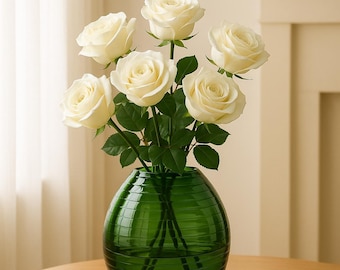 Handblown Ribbed Glass Vase: Modern Art Home Decor