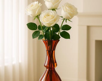 Handblown Orange Glass Vase: Modern Art Glass Centerpiece