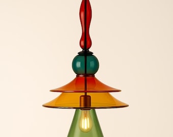 Artisan Blown Glass Pendant Lights – Colorful Statement Light, multicolored pendant