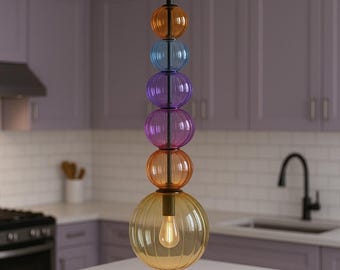 Colorful Glass Globe Pendant Light – Modern Eclectic Kitchen Lighting