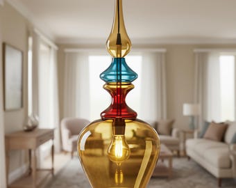 Handblown Multicolor Glass Pendant Light: Modern Artistic Chandelier