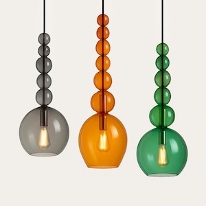 glass pendant lights set of 3, blown glass pendant , glass lighting, hand blown pendant lights, hanging lights set of 3