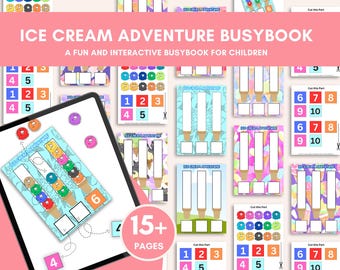 Toddler Counting Workbook | Ice Cream Theme Math Activities | Reusable Number Puzzles 1-60 (Printable PDF)