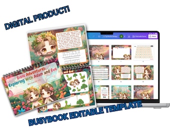 Christian Busy Book Editable Template, Canva Template, Bible Adventures, Busy Book for Kids, Printable | 100 PAGES | Digital Product