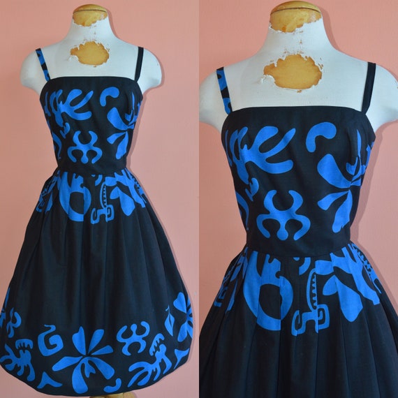 True Vintage 1950s Border Cotton Hawaiian wiggle c