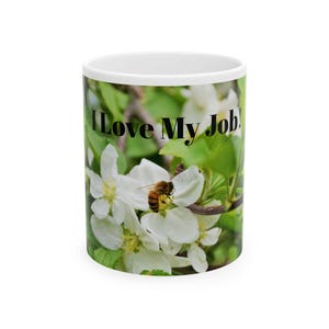 Floral Honeybee Ceramic Mug: Inspirational Coffee & Tea Cup