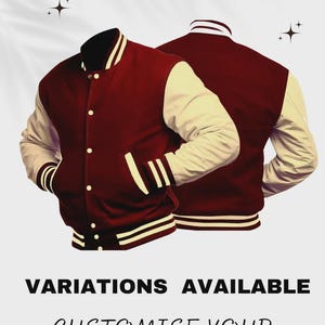 Dark Red Cream | Varsity Letterman Jacket For Men Women | Bomber Jacket | Baseball Jackets | Leather Varsity Jacket | Varsity