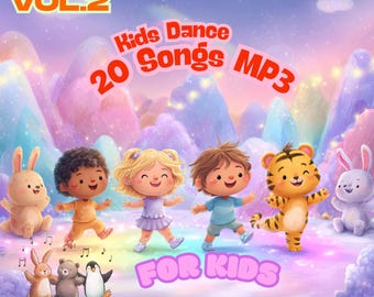 Canciones de baile para niños Vol. 2 – 20 pistas MP3 de aventuras / Música para niños pequeños y preescolares / Descarga instantánea