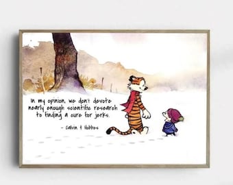 C@lvin and Hobbs Humorous Cartoon Quote Poster/Canvas, Boy & Tiger Best Friend Print, Famous US Cartoon Print, Kids Room Decor, Home Decor