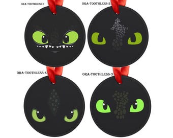 Toothlles Dragon Acrylic Ornaments, Black Dragon Eyes Fantasy Ornament for Christmas Tree, Train Your Dragon Classic Movie Decor Xmas