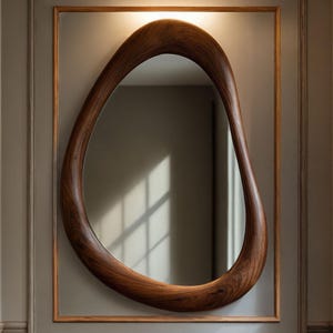 Handgefertigter Holz Wandspiegel | Rustikales Boho Wohn Dekor | Eingangsbereich & Badezimmer Kosmetik Spiegel