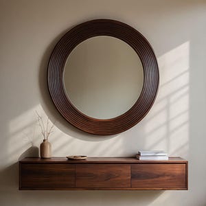Handgefertigter Holz Wandspiegel | Rustikales Boho Wohn Dekor | Eingangsbereich & Badezimmer Kosmetik Spiegel