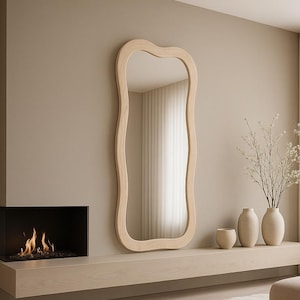 Handcrafted Wood Wall Mirror | Rustic Boho Home Decor | Entryway & Bathroom Vanity Mirror
