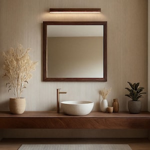 Handcrafted Wood Wall Mirror | Rustic Boho Home Decor | Entryway & Bathroom Vanity Mirror
