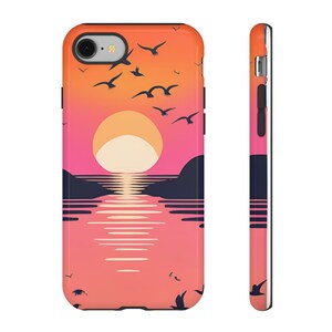 Phone Case, Sunset Inspired Tough Cover for iPhone, Galaxy, Google Pixel - Protective Mobile Accessories, Cool Sky Design, Beach Lover Gift,