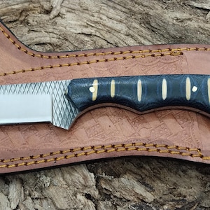 Handmade Rasp Steel Cowboy Skinner Knife: Full Tang, G10 Micarta Handle