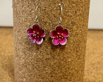 Cherry Blossom Earrings, Silver Cherry Blossom Earrings, pink cherry blossom earrings, flower earrings, pink flower earrings