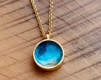 Ocean Necklace, Gold ocean necklace, beach jewelry, beach necklace, gold beach jewelry