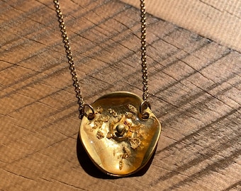 Gold dipped with gold flakes necklace,  gold necklace
