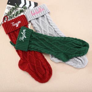 2025 Embroidered Christmas Stocking,Personalized Family Christmas Stockings,Knitted Stockings With Name,Monogram Stocking,Holiday Decor Gift