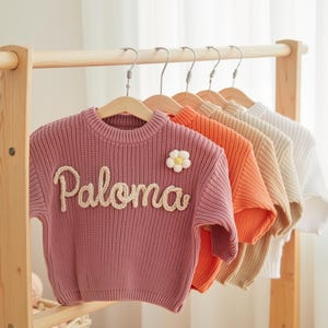 Custom Embroidered Baby Name Sweater, Baby Name Sweater, Embroidered Sweater, Personalised baby Jumper, Baby Gifts,Custom Cardigan,Knit Gift