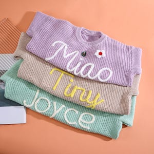 Personalized Hand embroidered Name Baby Sweater,Custome Baby Name Sweater,Pink Baby Girls Sweater With Name,Birthday Gift For Baby Girls Boy