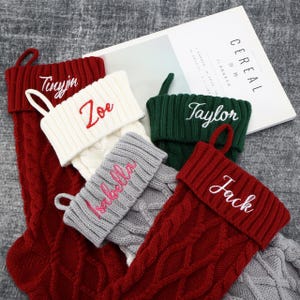2025 Embroidered Christmas Stocking,Personalized Family Christmas Stockings,Knitted Stockings With Name,Monogram Stocking,Holiday Decor Gift