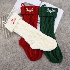 2025 Embroidered Christmas Stocking,Personalized Family Christmas Stockings,Knitted Stockings With Name,Monogram Stocking,Holiday Decor Gift